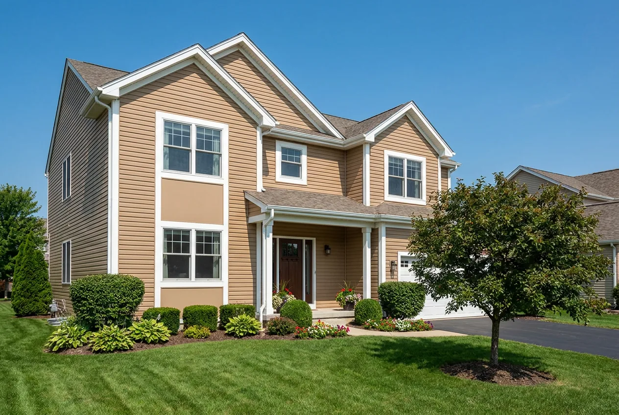 Home clad in clean vinyl lap siding