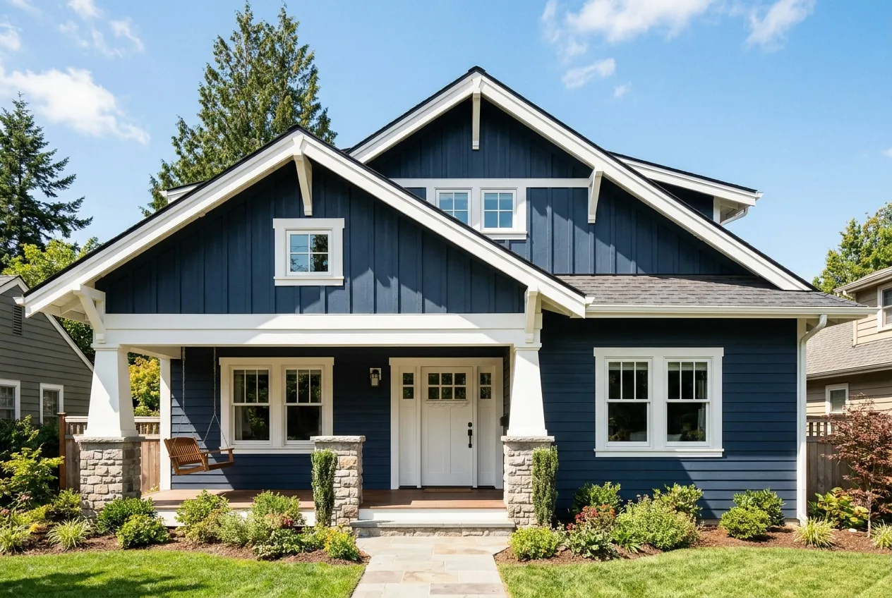 Home clad in LP SmartSide engineered wood siding